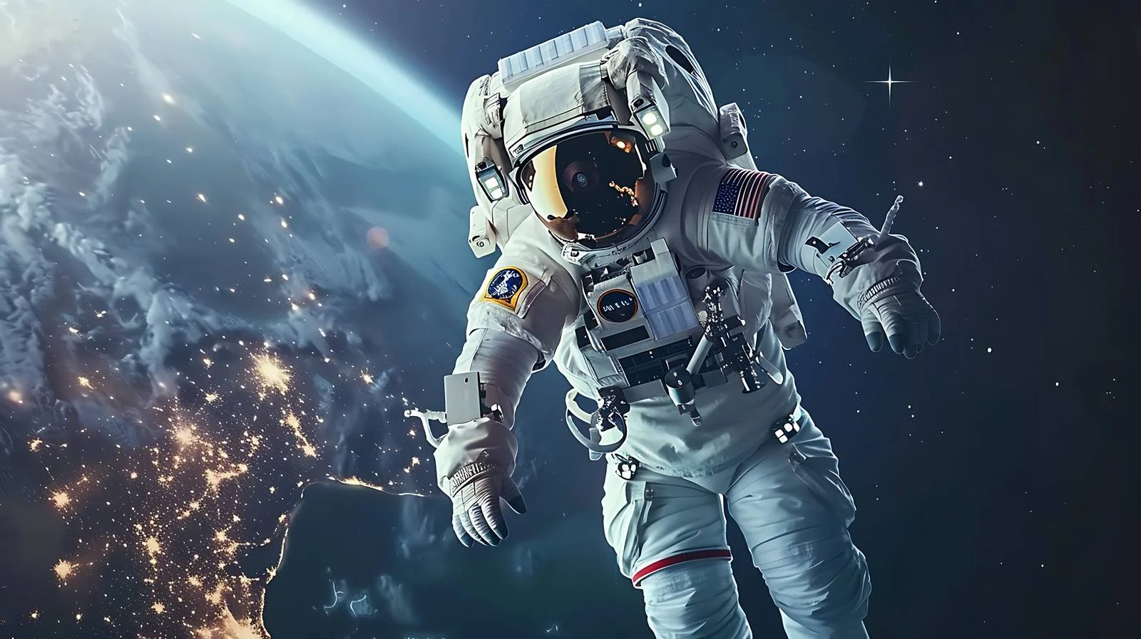 Astronaut in Outer Space at Night — free download from Dotvec