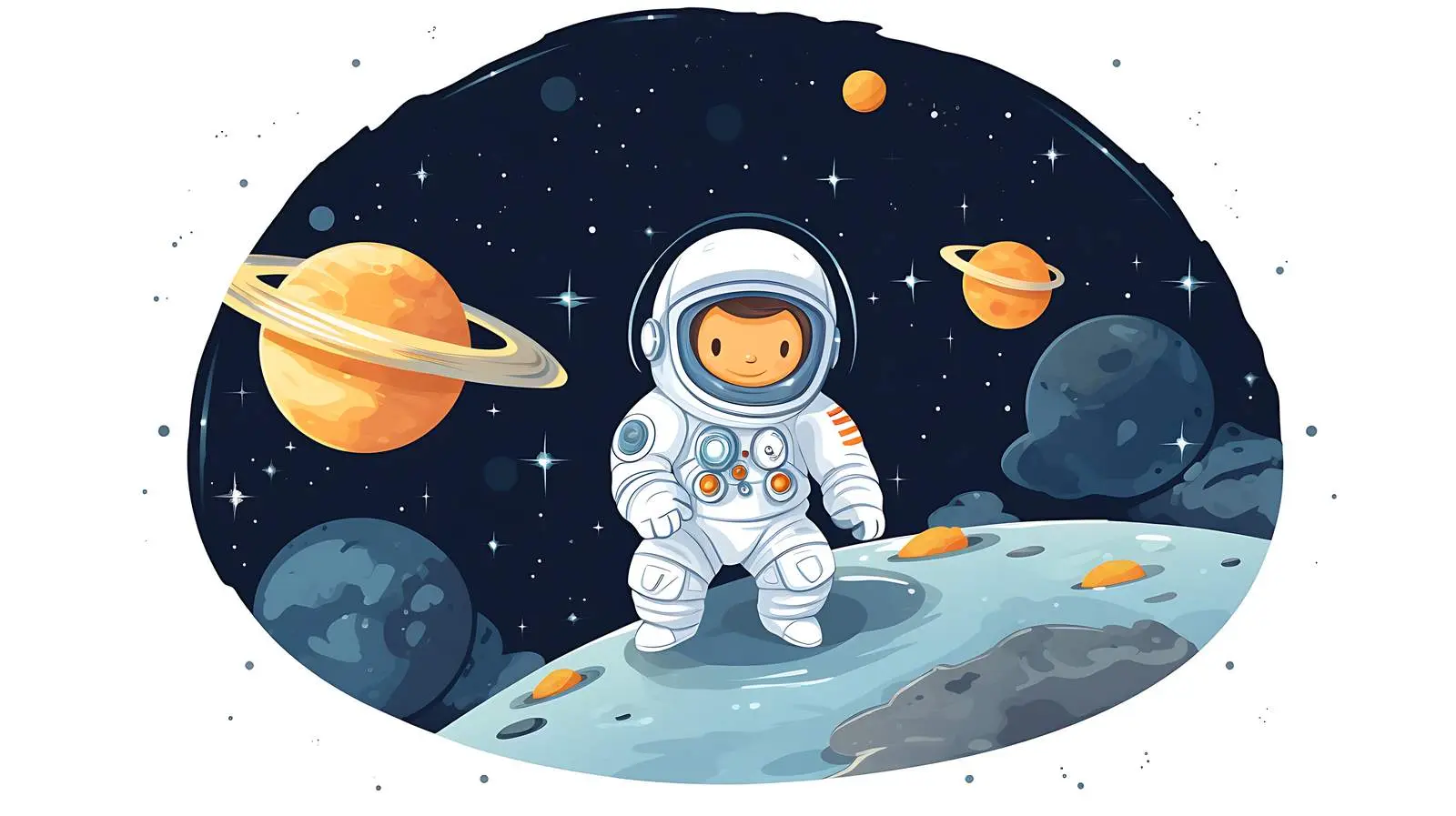 Space Exploration Scene with Astronaut and Rocket — free download from Dotvec