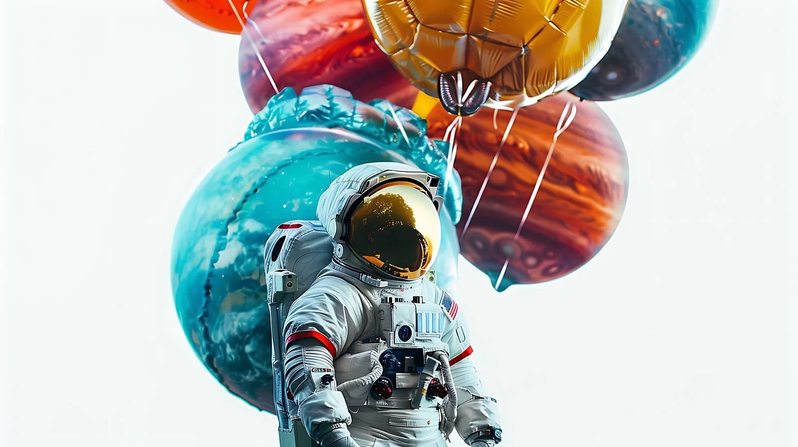 Space-themed Astronaut with Balloon Planets — free download from Dotvec