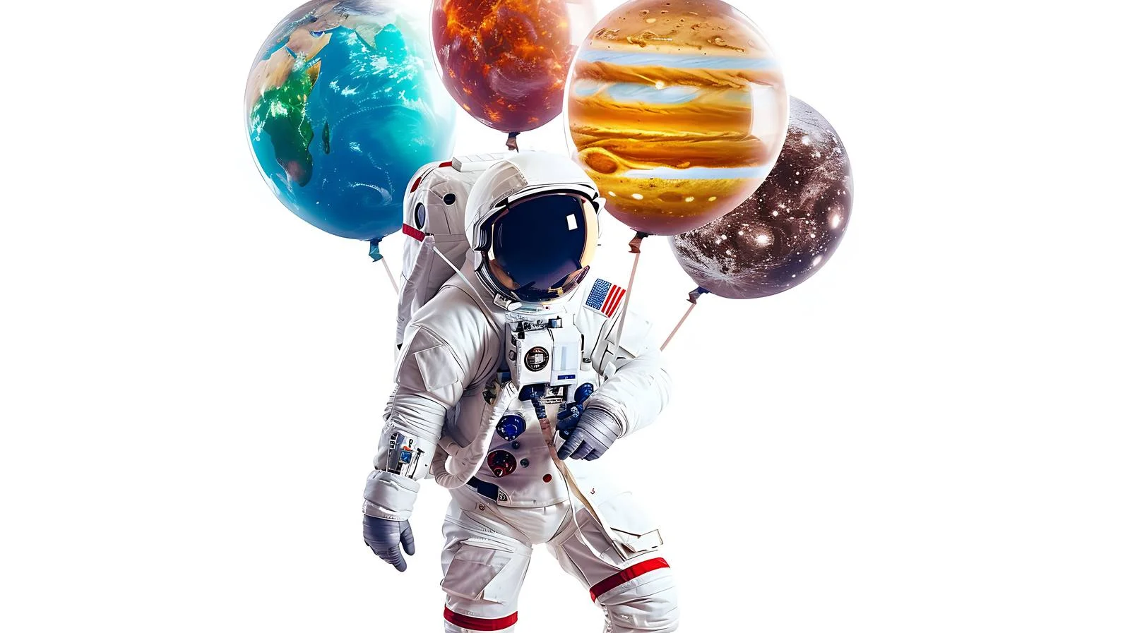 Astronaut with Planet Balloons — free download from Dotvec
