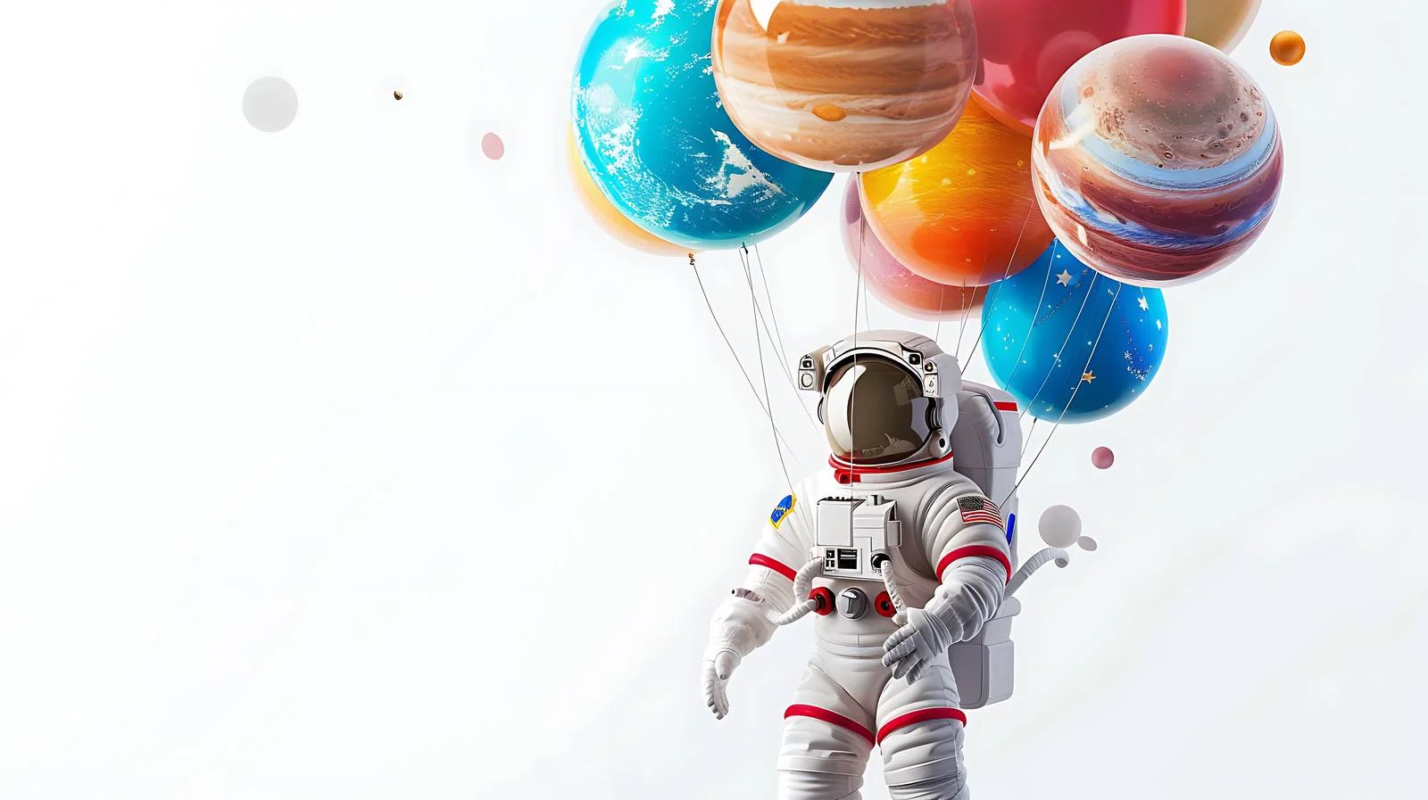 Space-themed Astronaut with Balloon Planets — free download from Dotvec