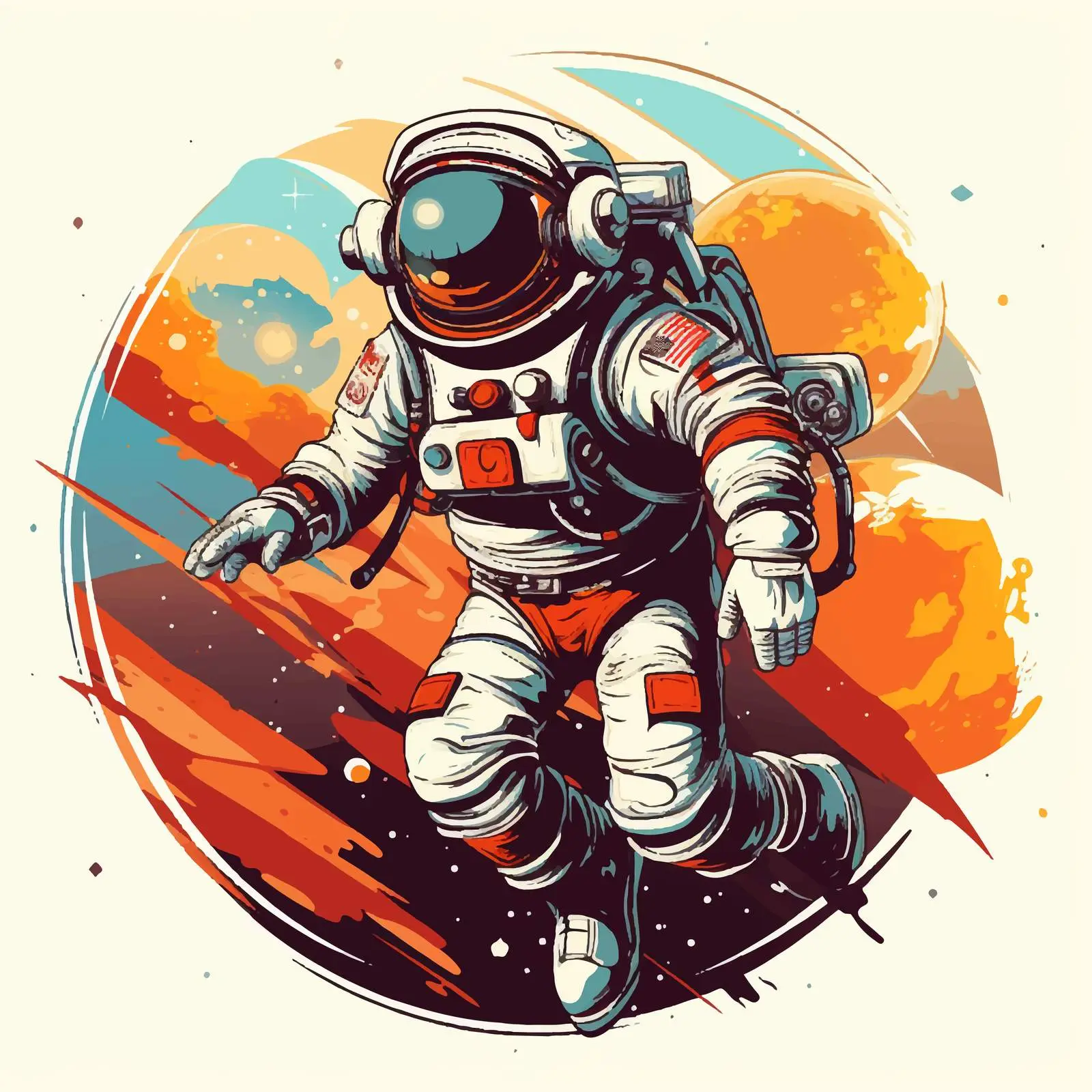 Cartoon Astronaut and Spaceship Poster Illustration — free download from Dotvec