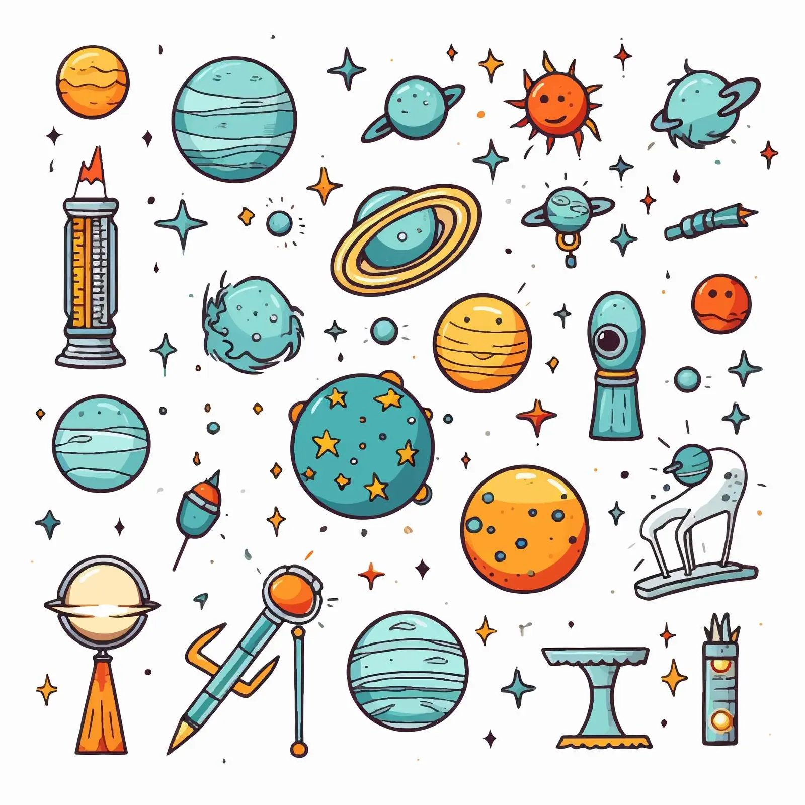 Astronomy Icons and Objects Vector Set — free download from Dotvec