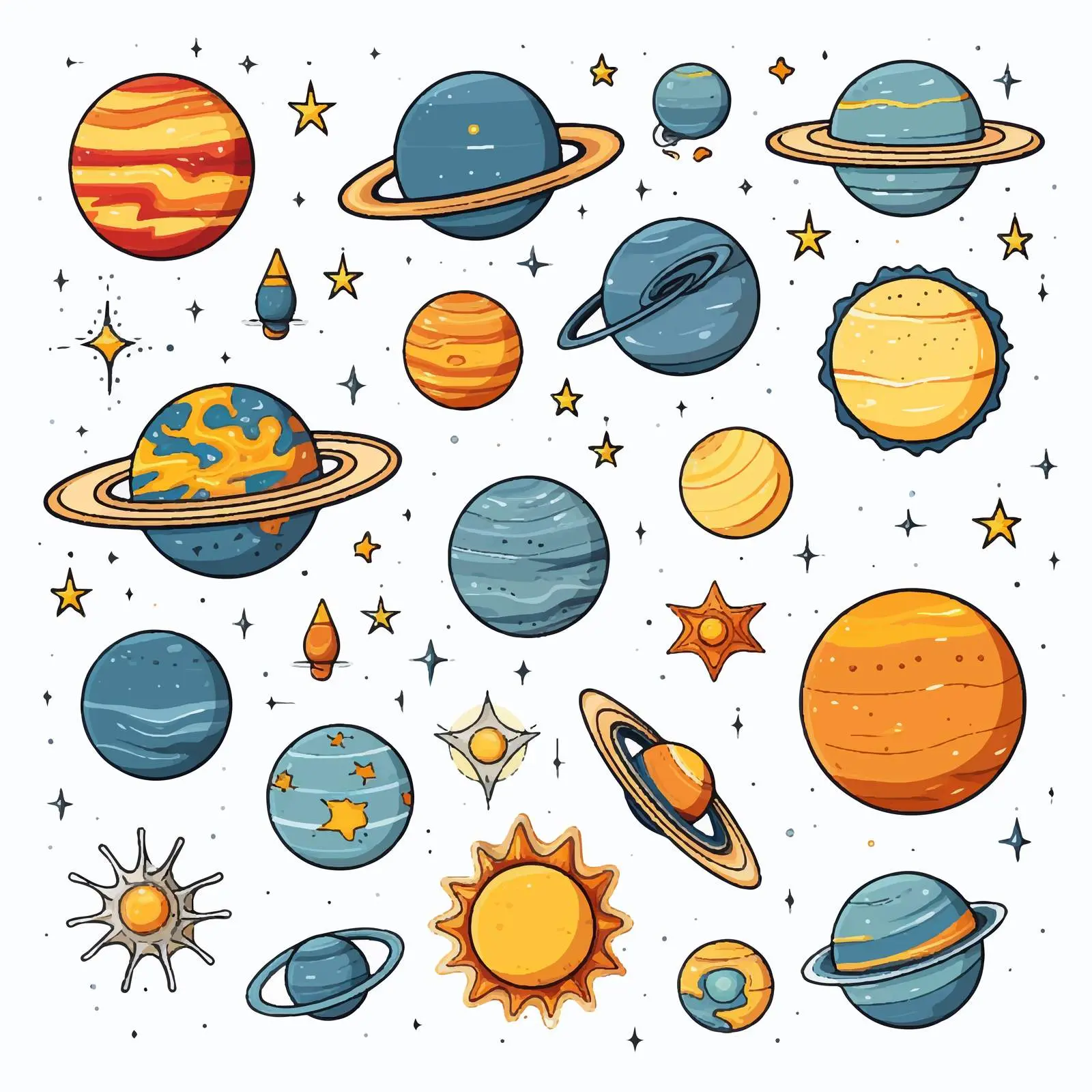 Astronomy Objects Icons Vector Set Illustration — free download from Dotvec