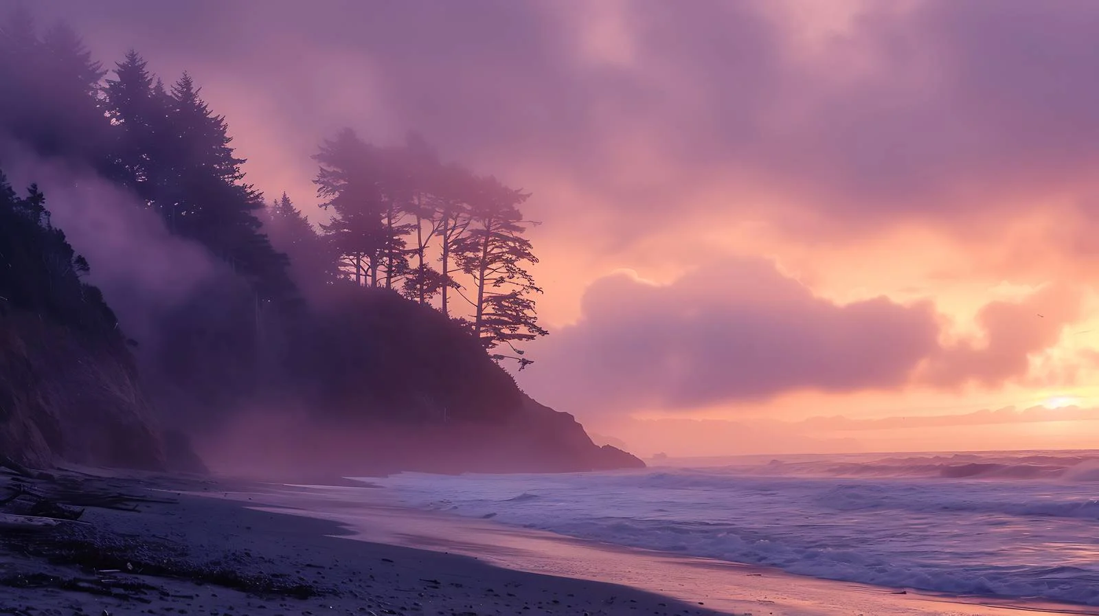 Serene West Coast Dawn on White — free download from Dotvec