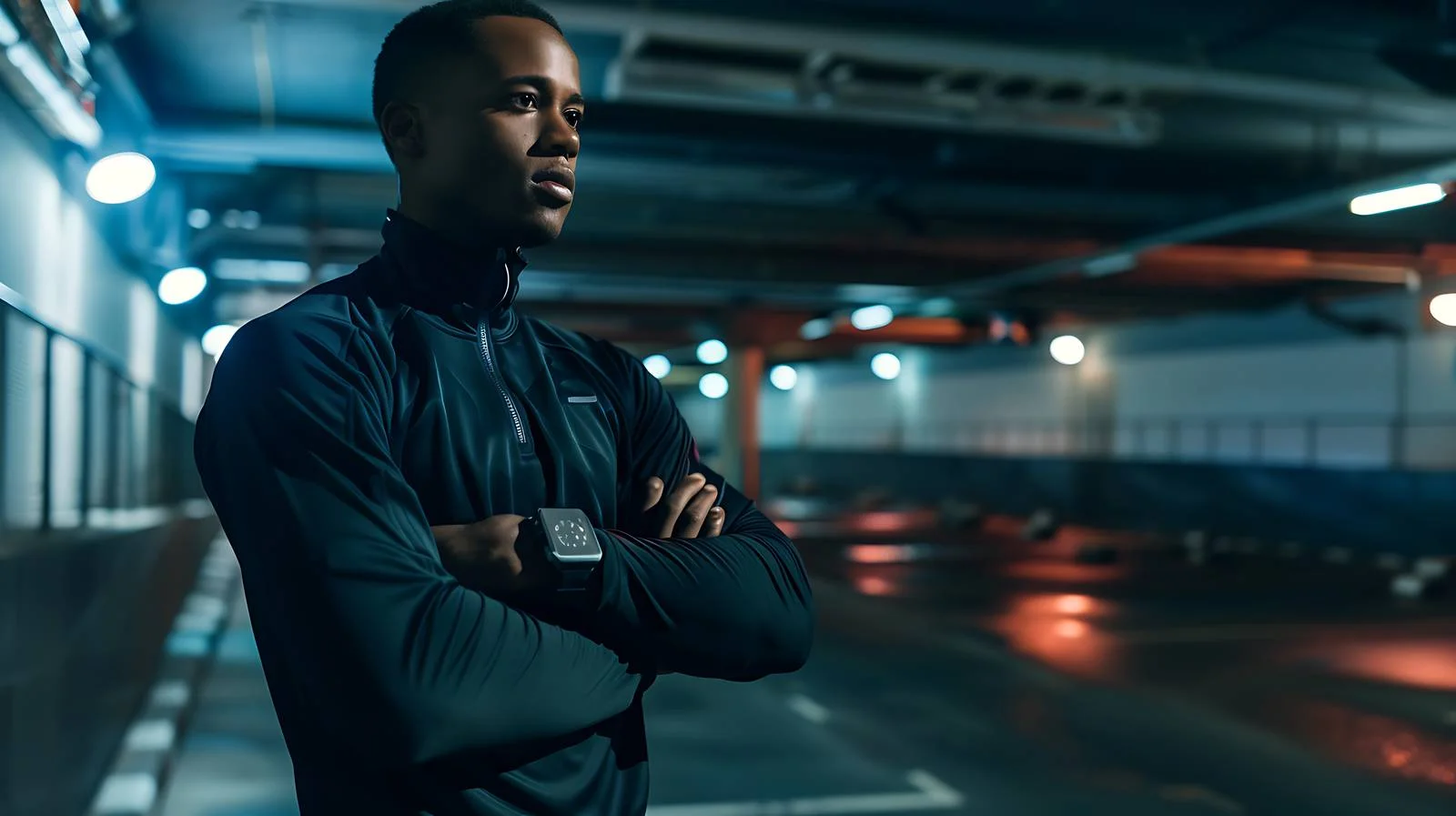 Athlete Parking Garage Smartwatch Usage — free download from Dotvec