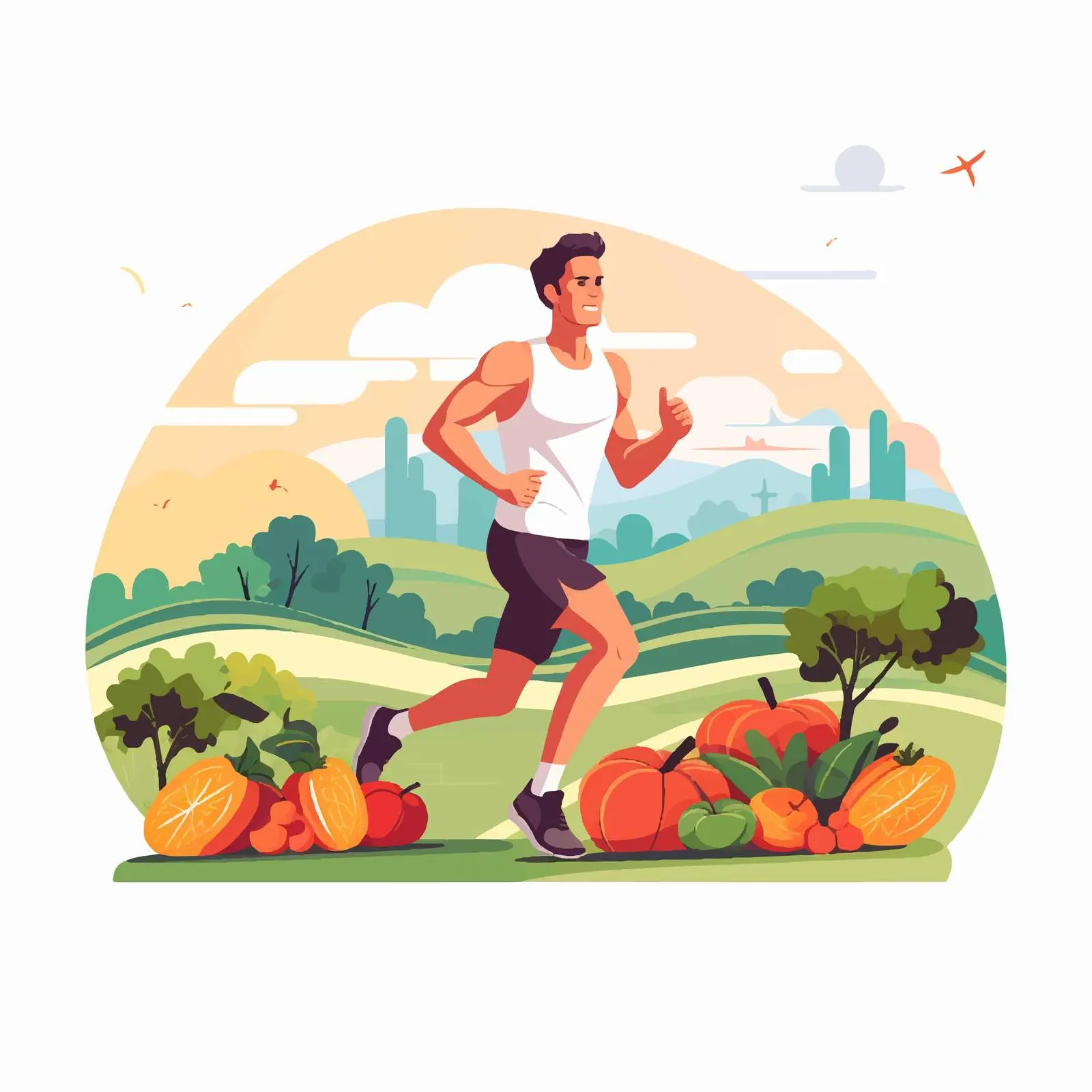 Athletic Man Running with Healthy Food in Nature — free download from Dotvec