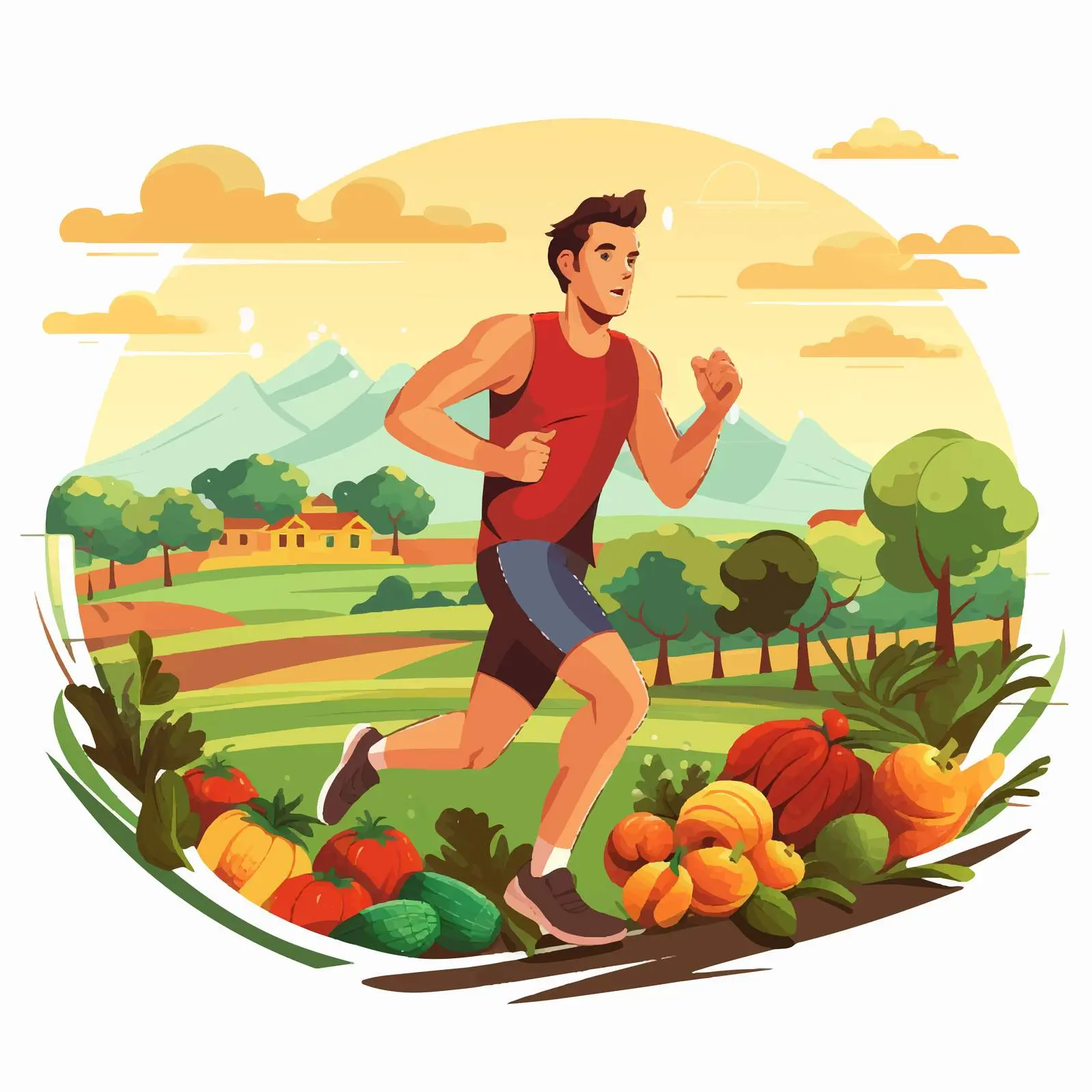 Athletic Man Running with Healthy Food – free physical activity image from Dotvec
