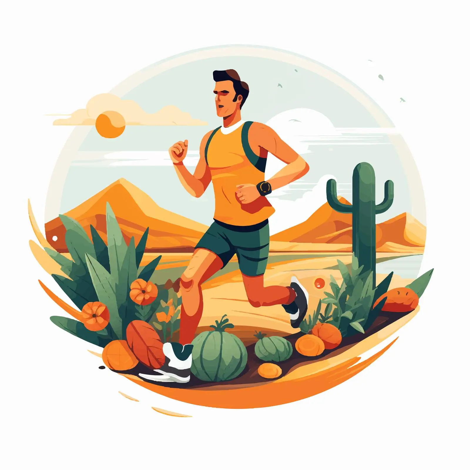 Athletic Man Running with Healthy Food Vector – free physical activity image from Dotvec
