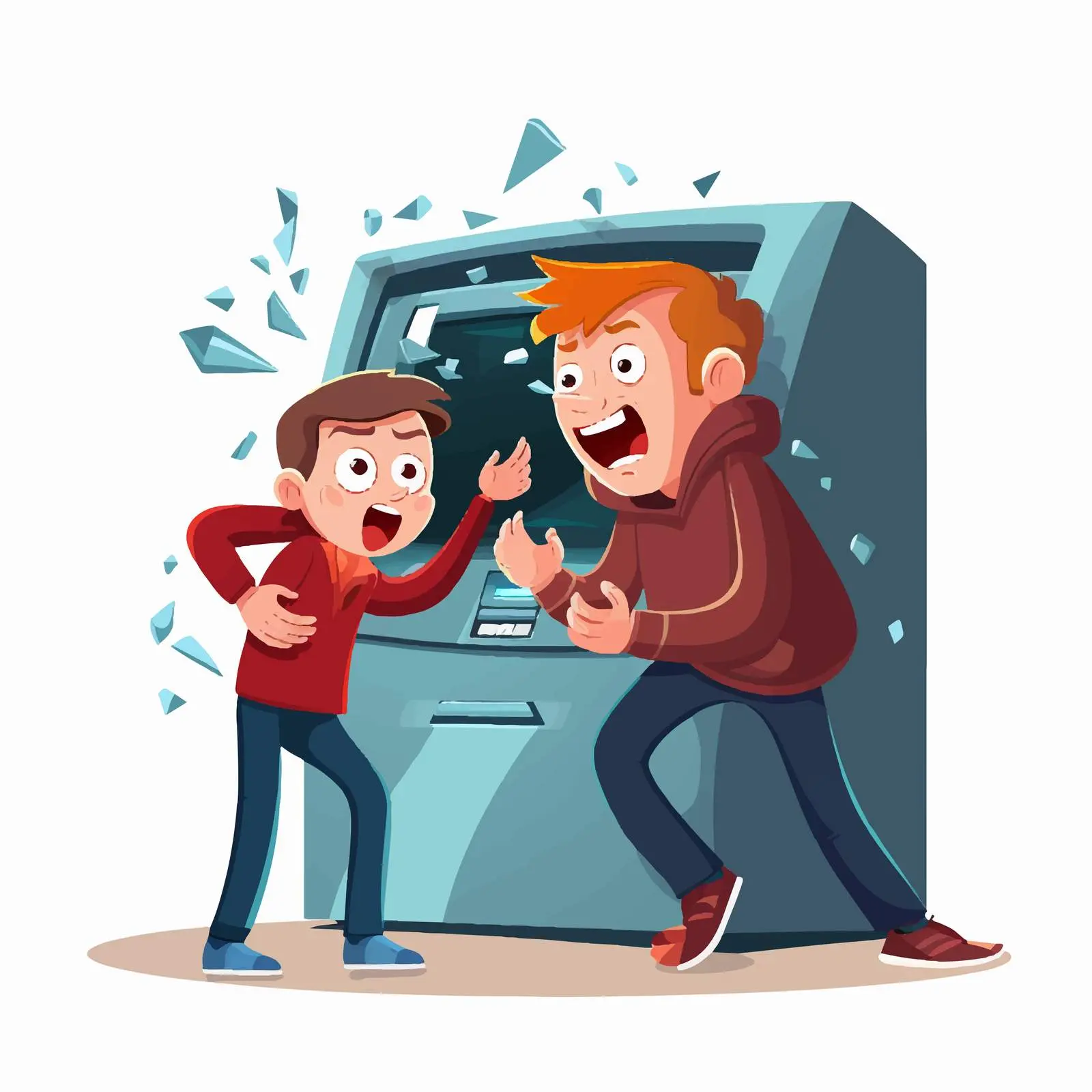 Boy Threatened by Robbers at ATM Scene – free threat image from Dotvec