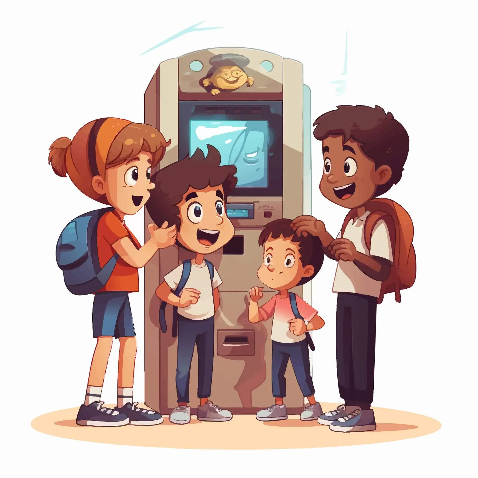 Boy Threatened by Robbers at ATM Illustration – free threat image from Dotvec