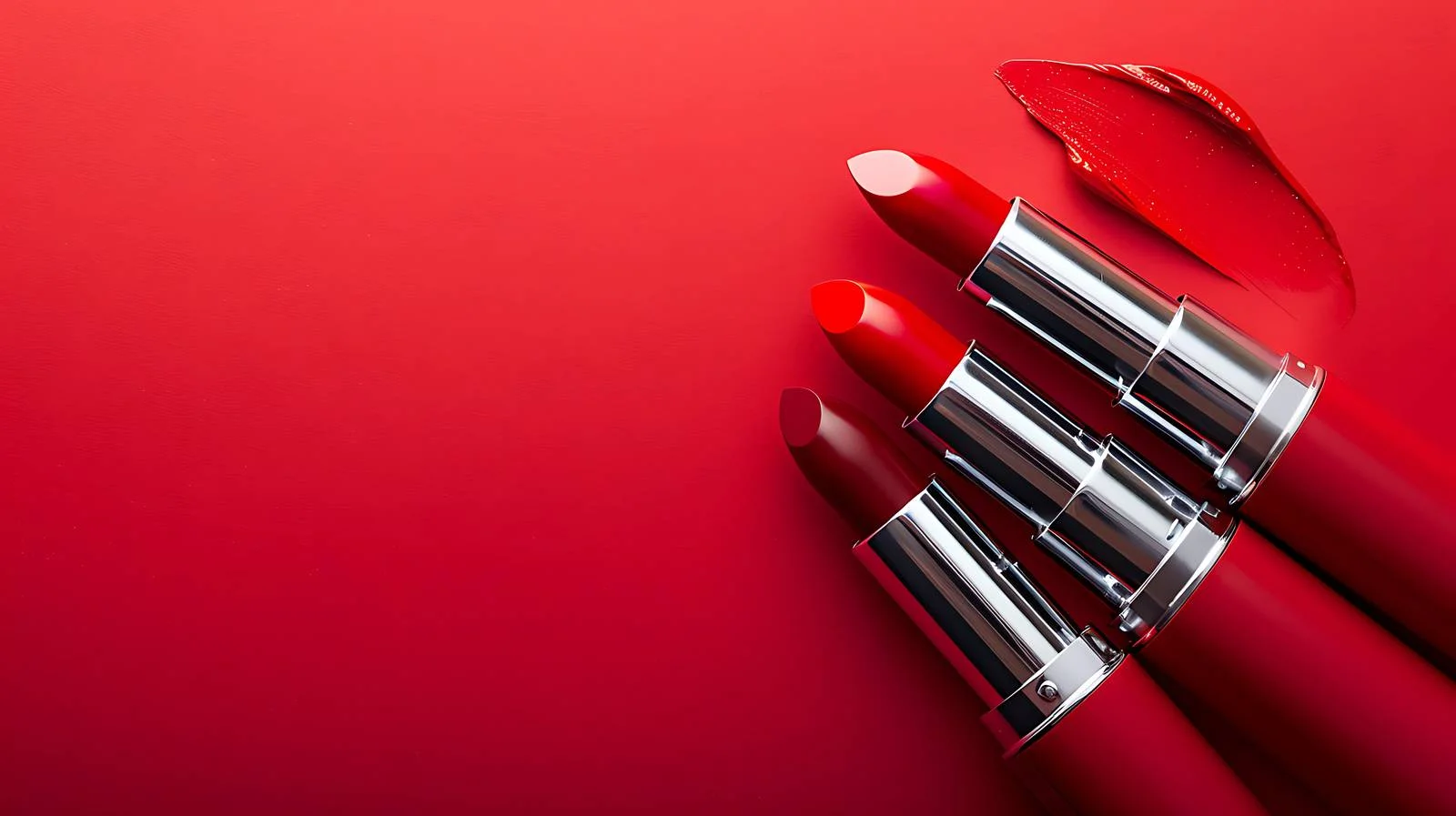 Vibrant Red Lipsticks on Bright Red Surface — free download from Dotvec