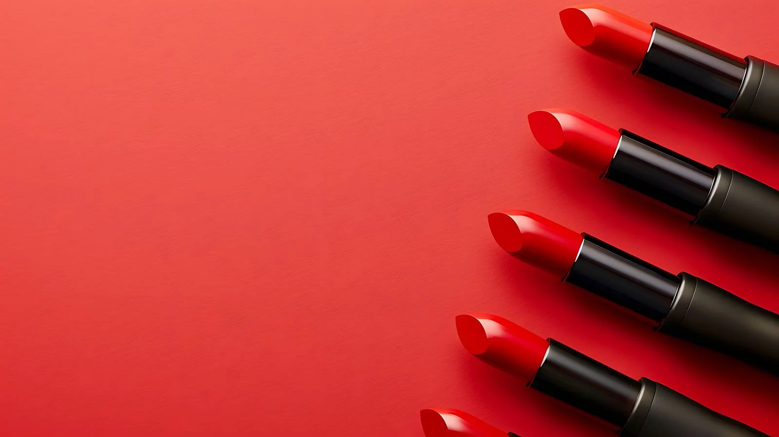Vibrant Red Lipsticks on Glossy Red Surface — free download from Dotvec
