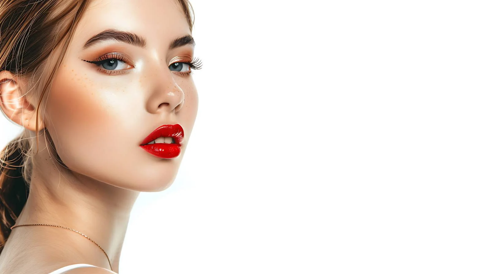 Radiant young lady exuding confidence with bold makeup — free download from Dotvec