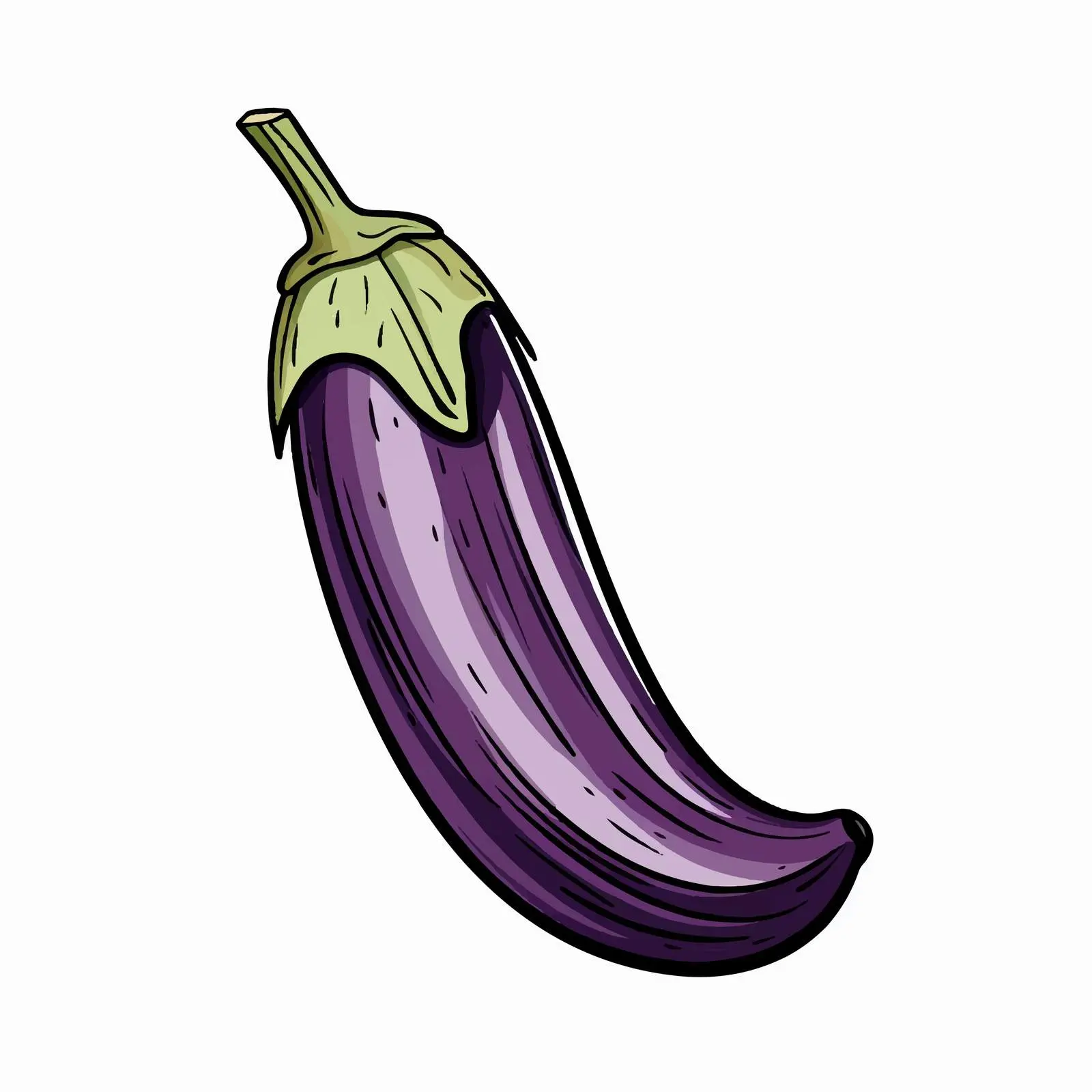 Aubergine Outline Vector Illustration on White Background — free download from Dotvec