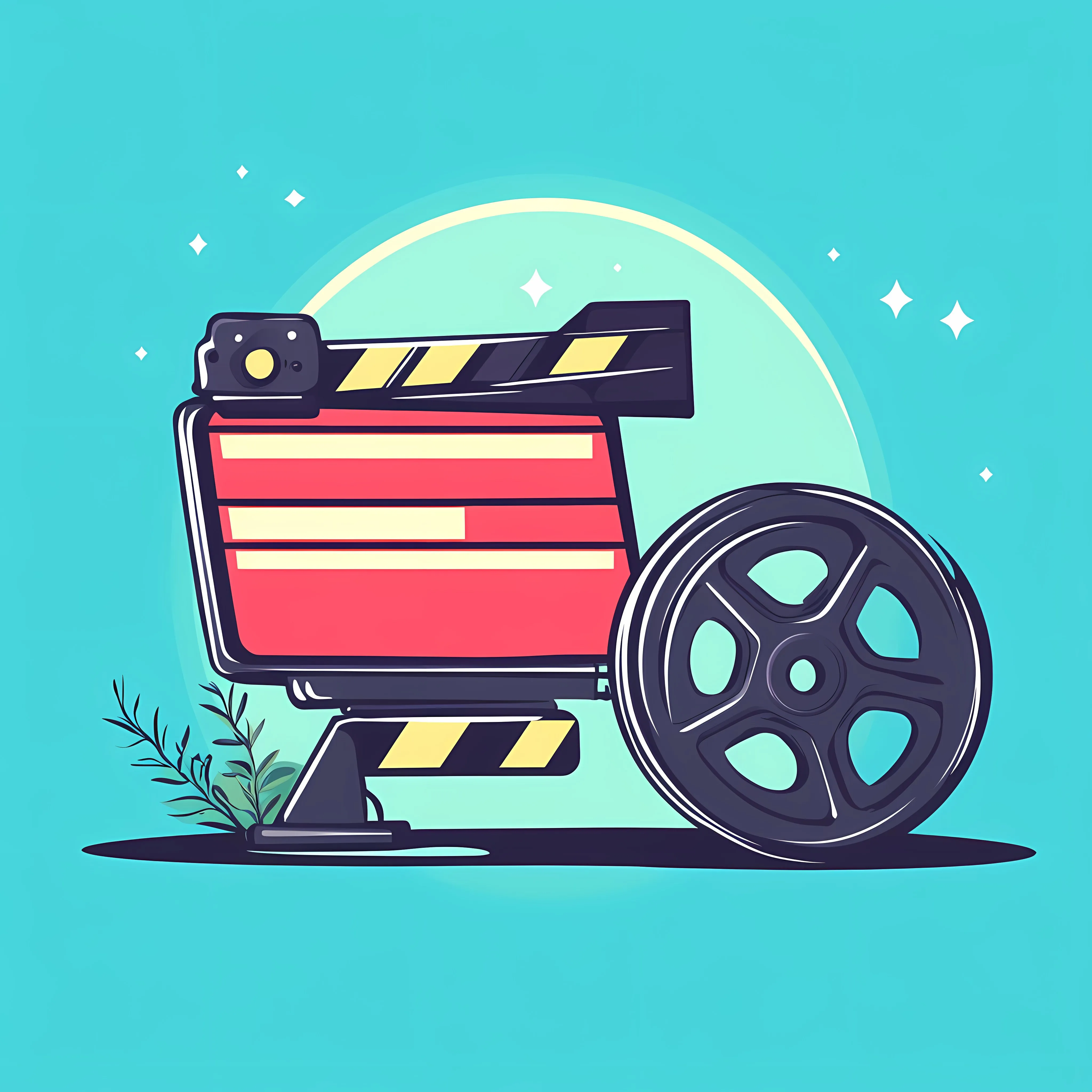 Clapper Board and Reel Vector Illustration — free download from Dotvec