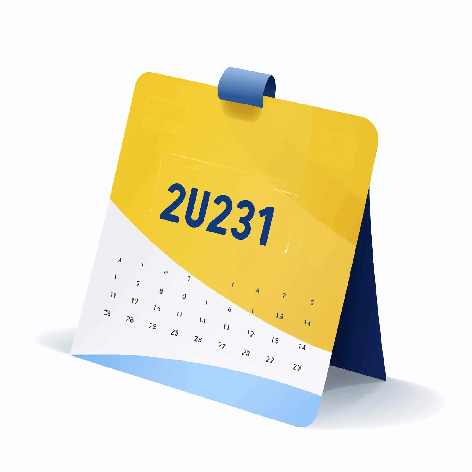 August Geometric Calendar Poster in Blue and Yellow — free download from Dotvec