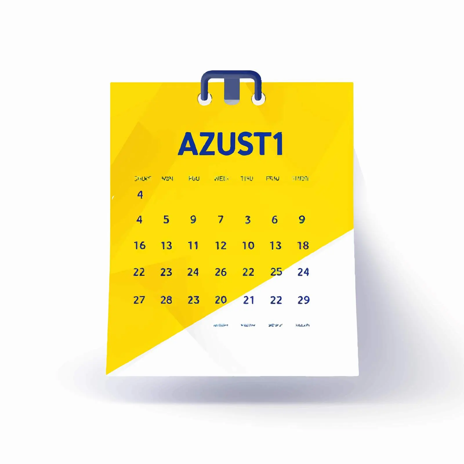 August Calendar Poster in Blue and Yellow — free download from Dotvec