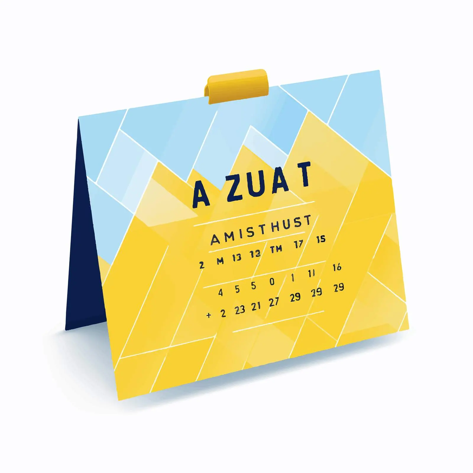 August Geometric Calendar Poster in Blue and Yellow — free download from Dotvec