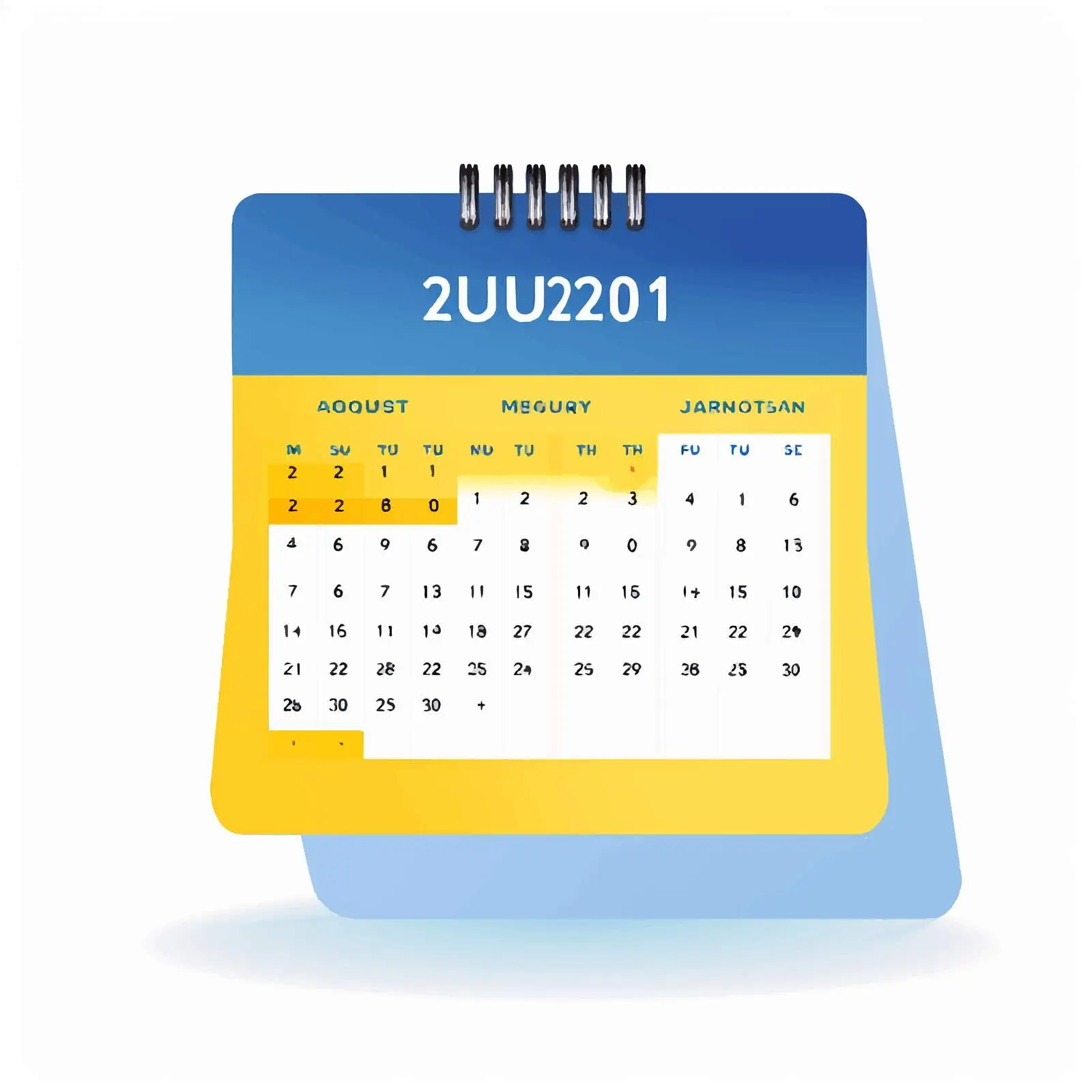 August Geometric Calendar Poster in Blue and Yellow — free download from Dotvec