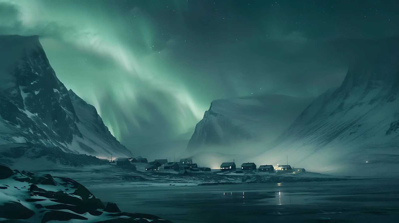 Majestic Aurora Borealis over Hamnoy, Norway — free download from Dotvec