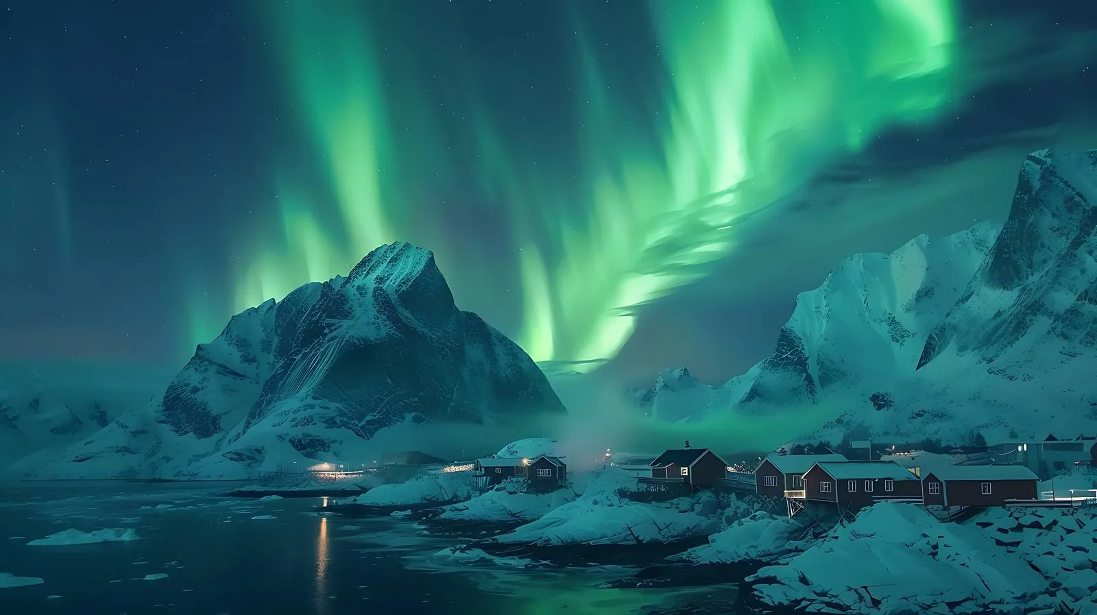 Spectacular Aurora Borealis above Hamnoy, Norway — free download from Dotvec