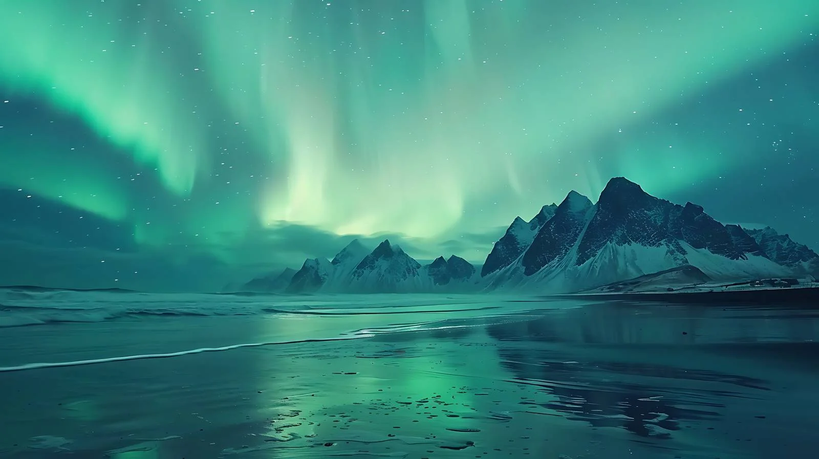Dazzling Aurora Borealis at Skagsanden Beach — free download from Dotvec