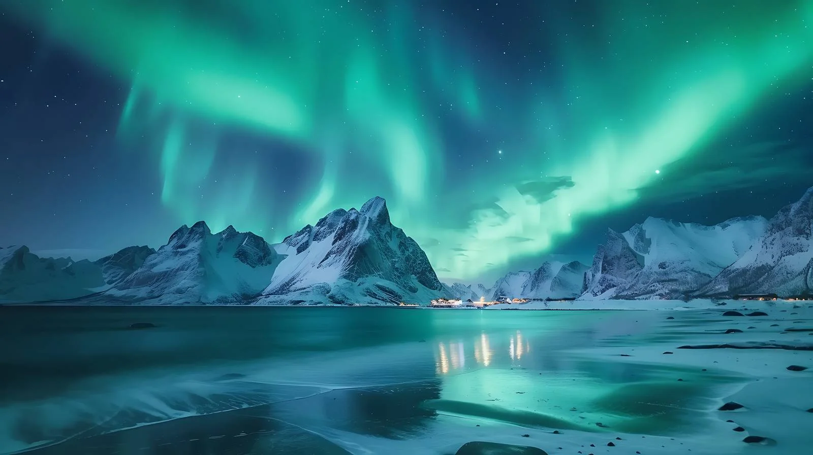 Mesmerizing Aurora Dance Above Skagsanden Beach — free download from Dotvec