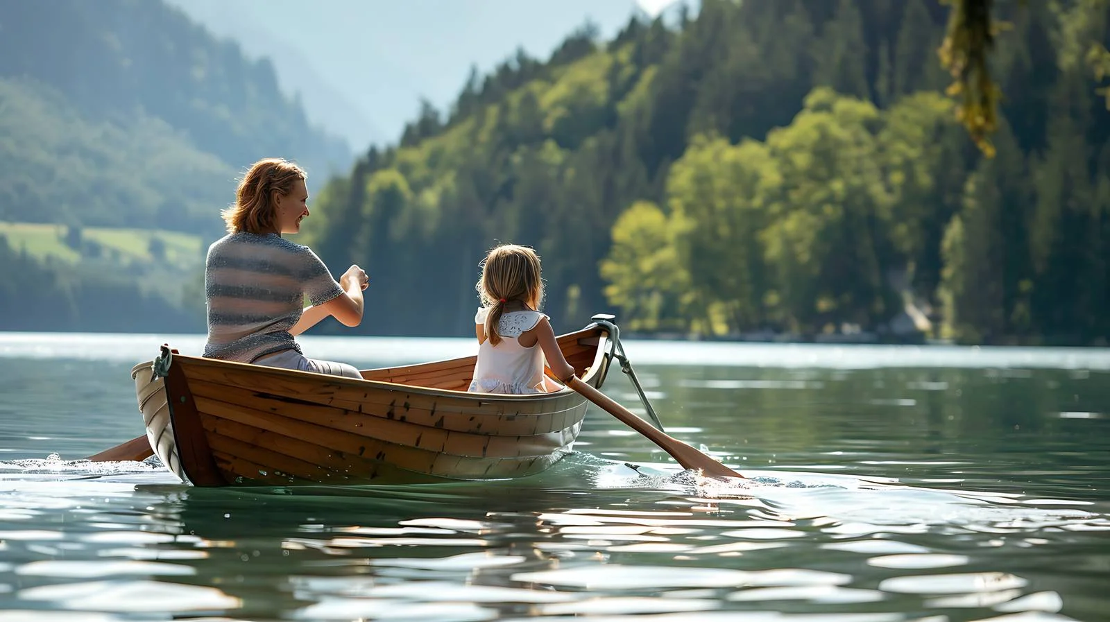 Serene Mother Rowing Boat on Weissensee — free download from Dotvec