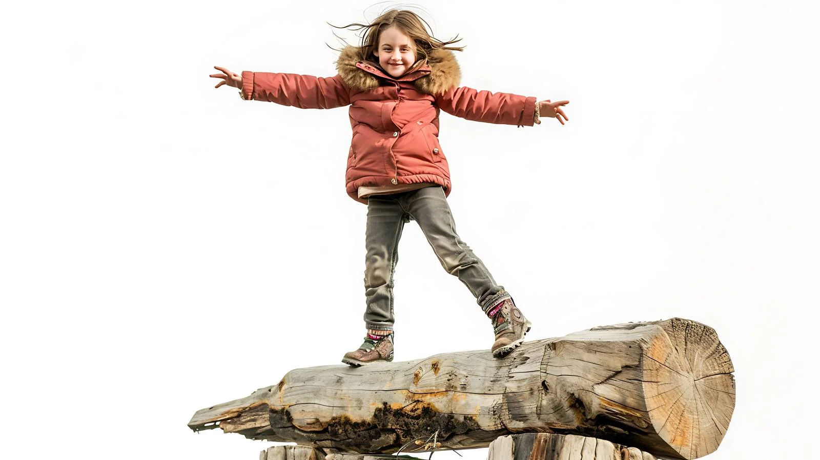 Balancing Girl Isolated Wood Austria — free download from Dotvec