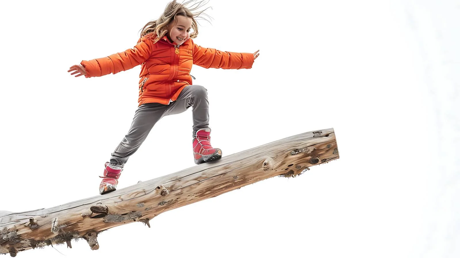 Girl Balancing on Isolated Wood — free download from Dotvec