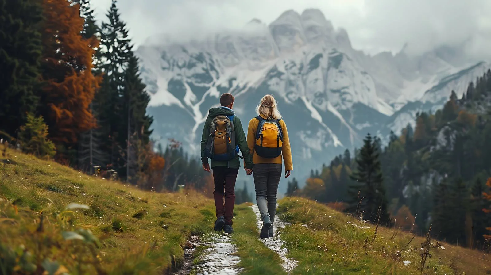 Alpine Romance: Tyrolean Hikers Amidst Peaks — free download from Dotvec