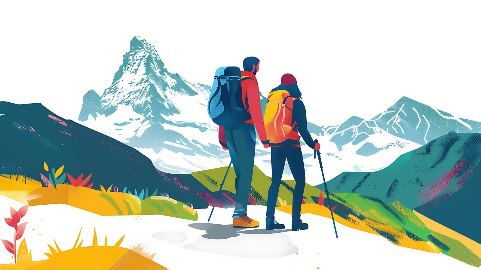 Alpine Couple Hiking Mountains — free download from Dotvec