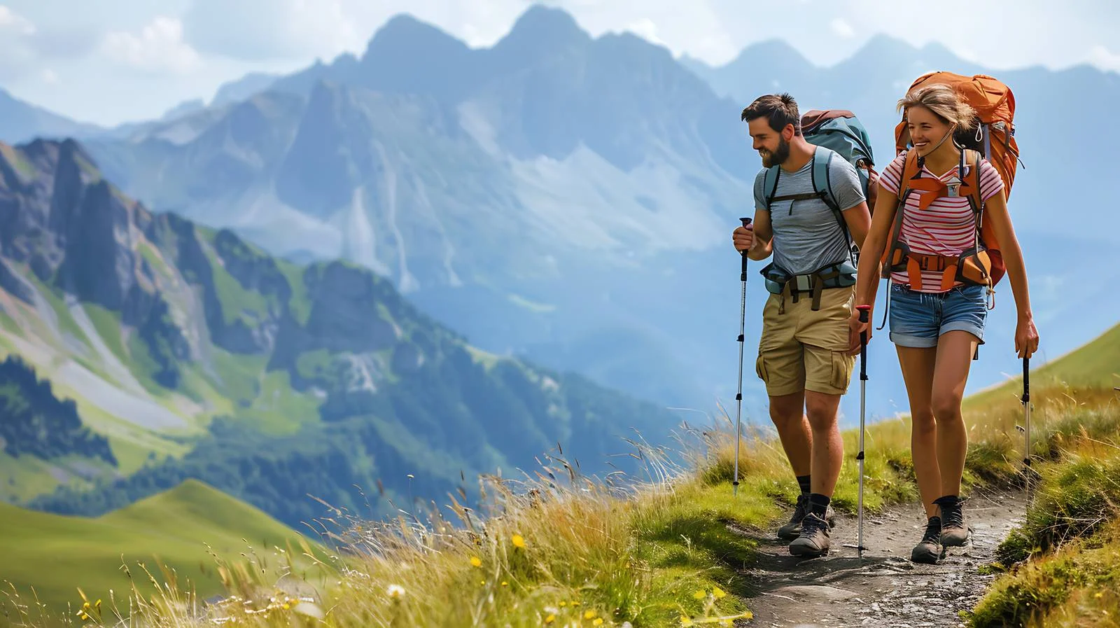 Happy Couple Hiking in Tyrol Mountains — free download from Dotvec