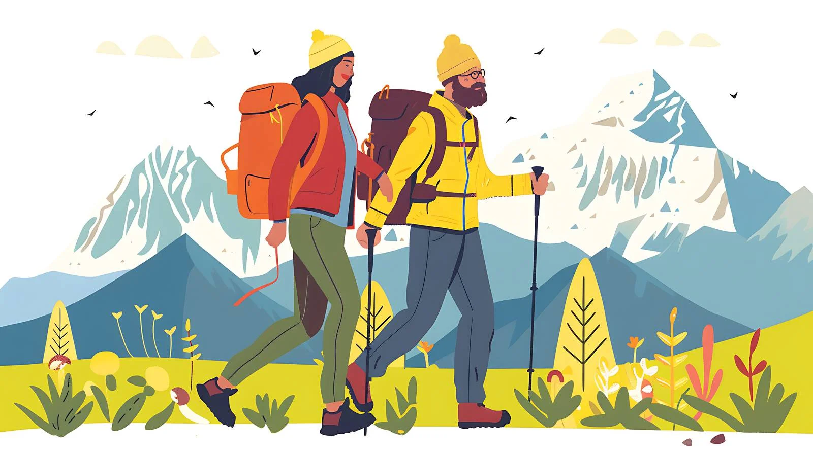 Hiking Couple in Austrian Tyrol Mountains — free download from Dotvec