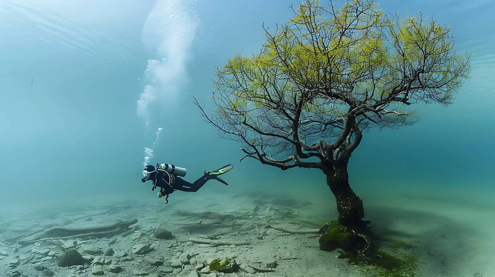 Submerged Tree at Austria's Fernsteinsee Lake — free download from Dotvec