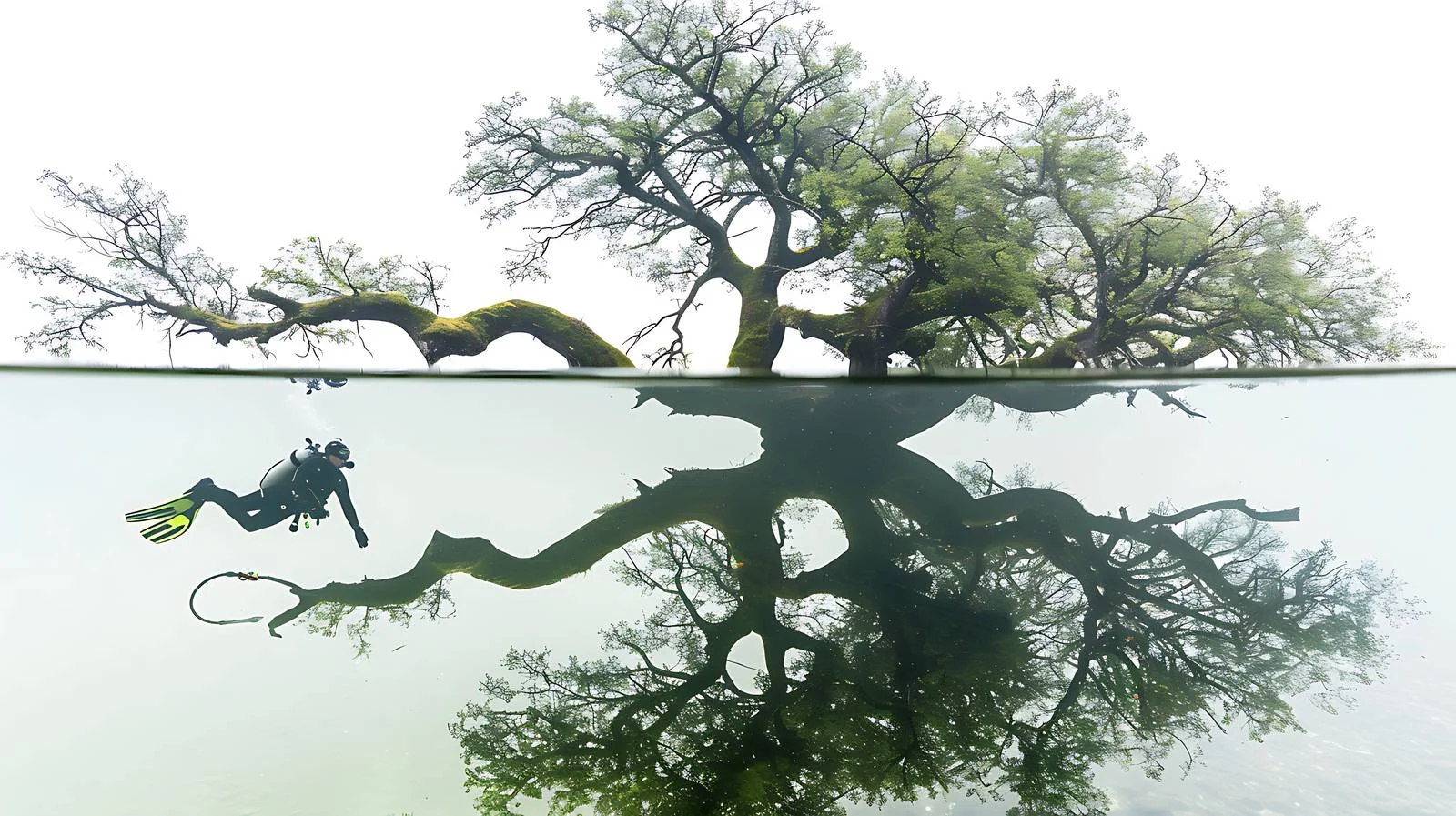 Submerged Tree in Fernsteinsee Lake, Tyrol — free download from Dotvec