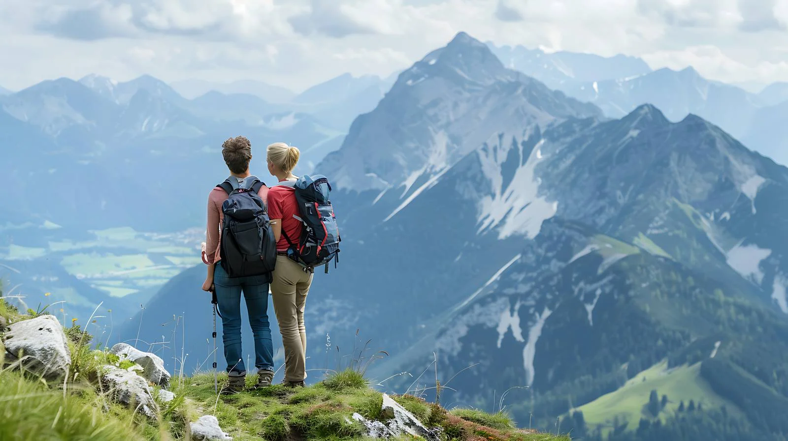 Exploring Tyrol: Couple's Rear Hiking View — free download from Dotvec