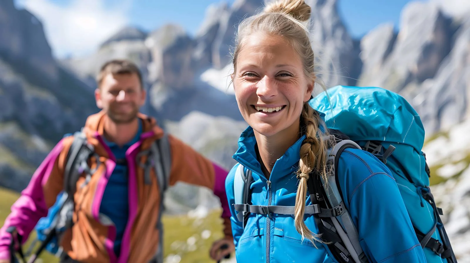 Adventure Couple Hiking in Tyrol Mountains — free download from Dotvec