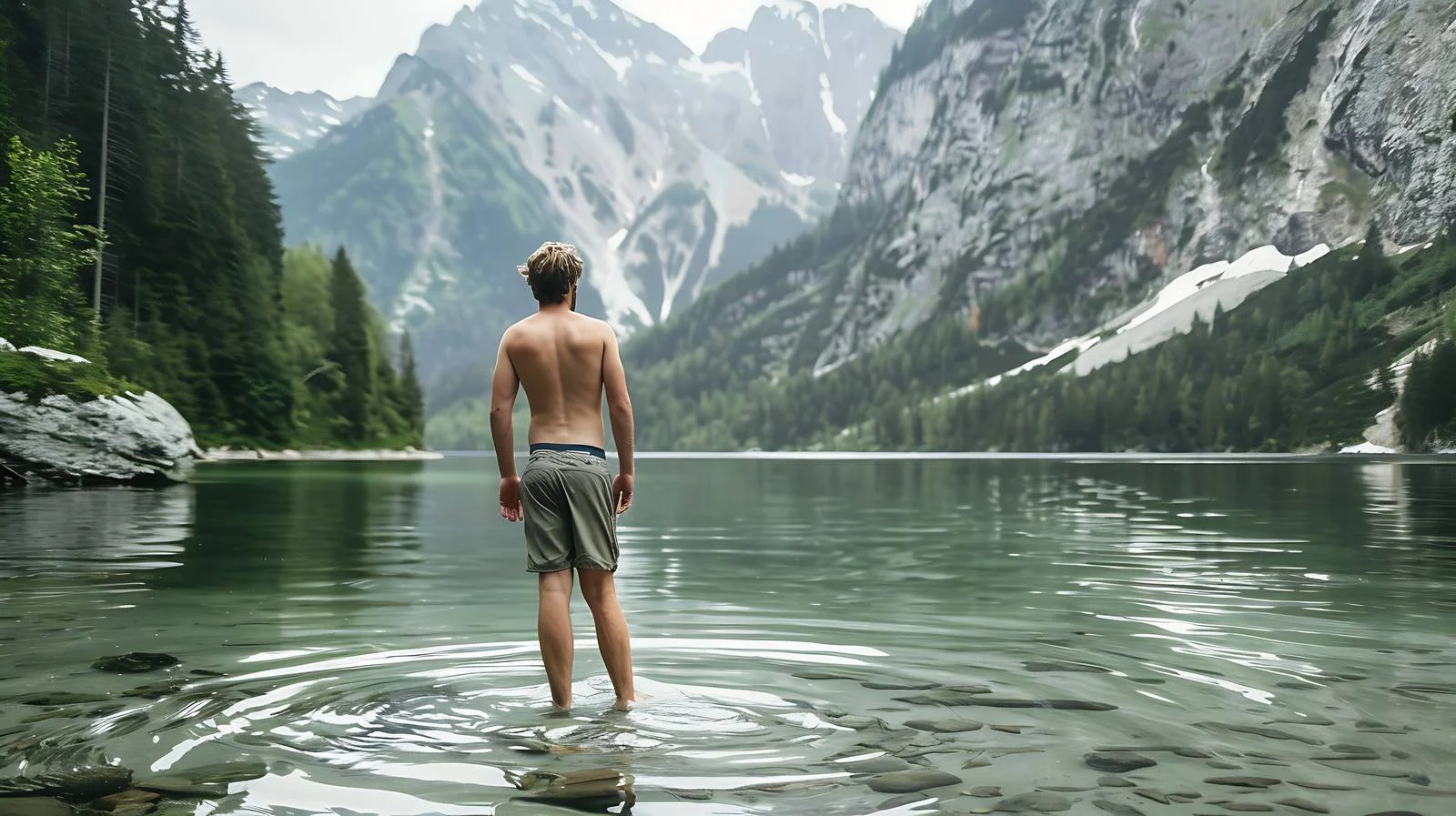 Serene Young Man at Lake Seebensee — free download from Dotvec