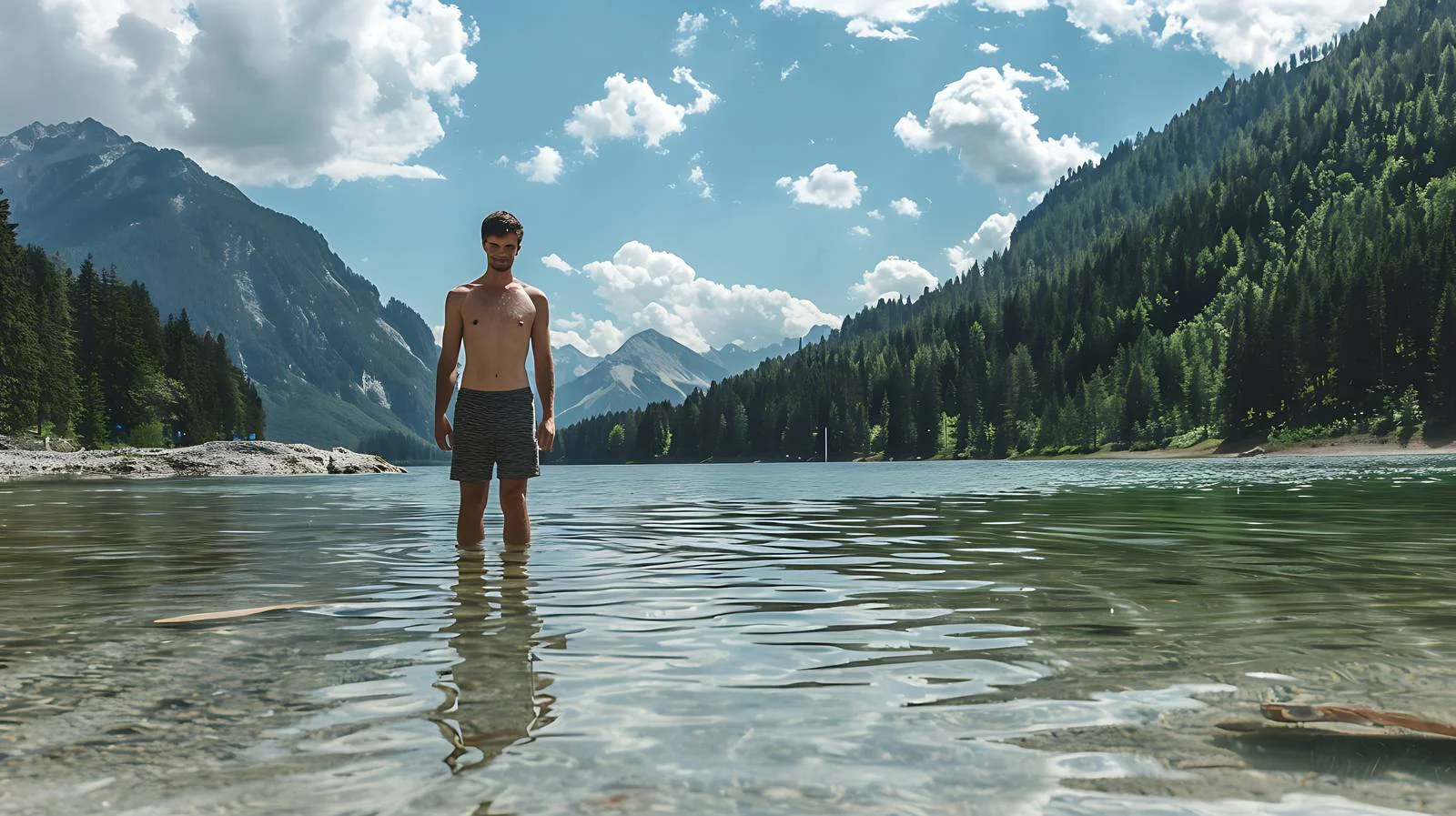 Serene Young Man at Lake Seebensee — free download from Dotvec