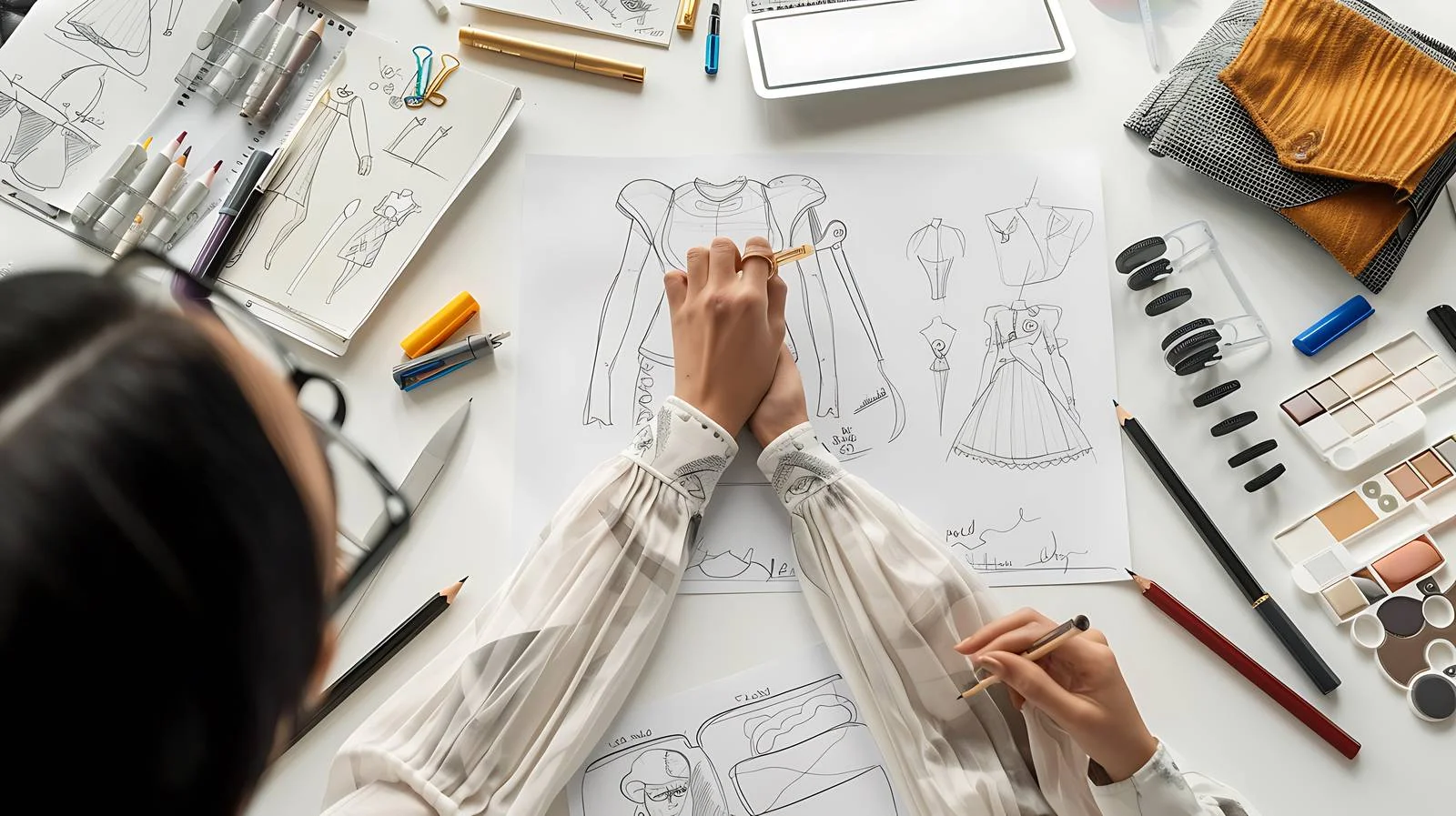 Fashion Designers Sketch Authoritative Clothing Designs — free download from Dotvec