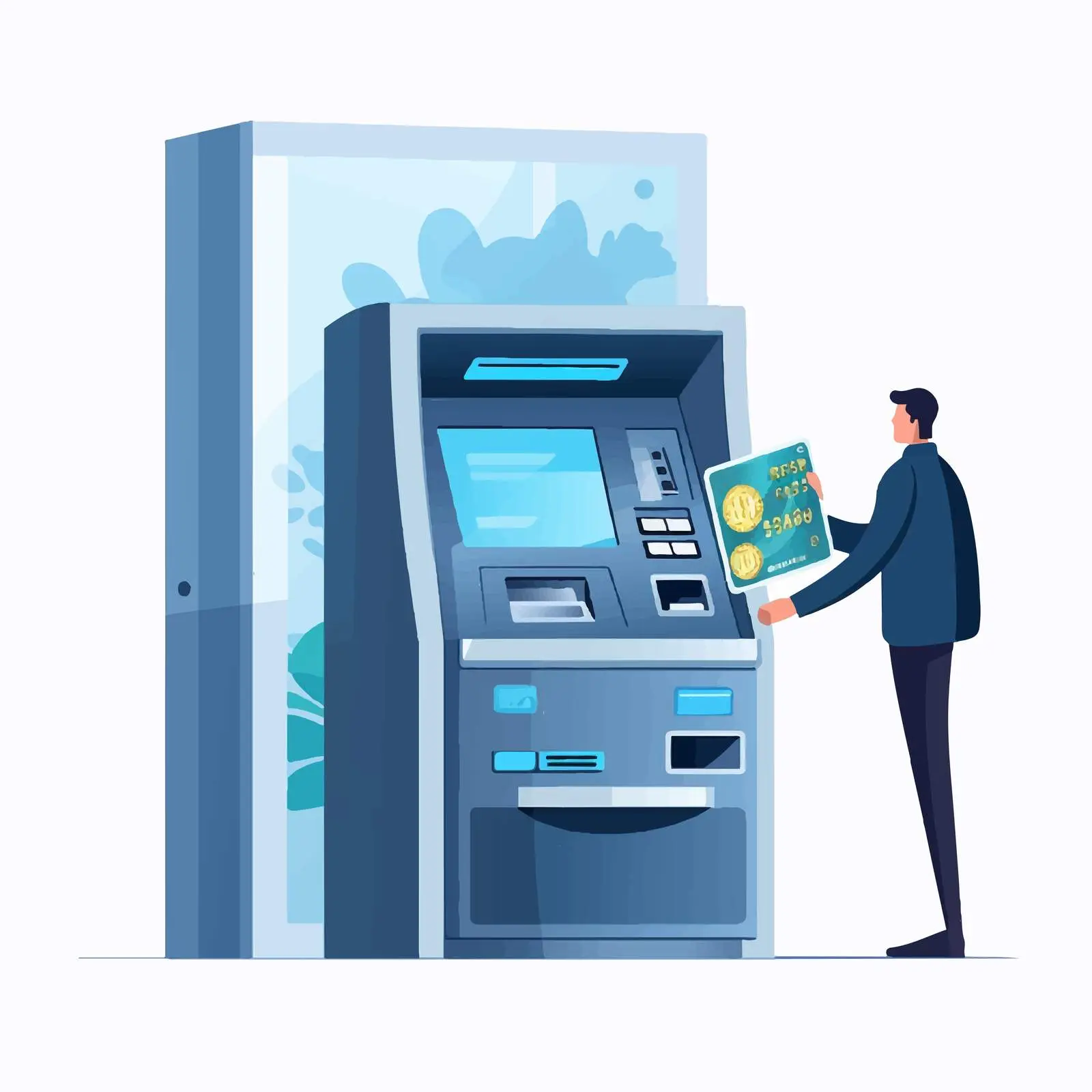 Hand Inserting Card into Automated Teller Machine — free download from Dotvec