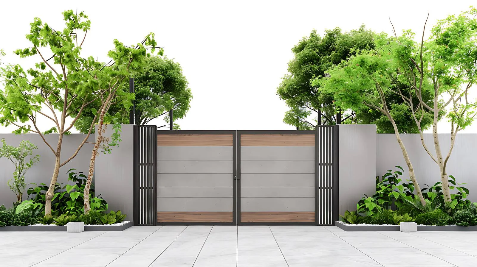 Contemporary Villa's Automated Sliding Front Gate — free download from Dotvec