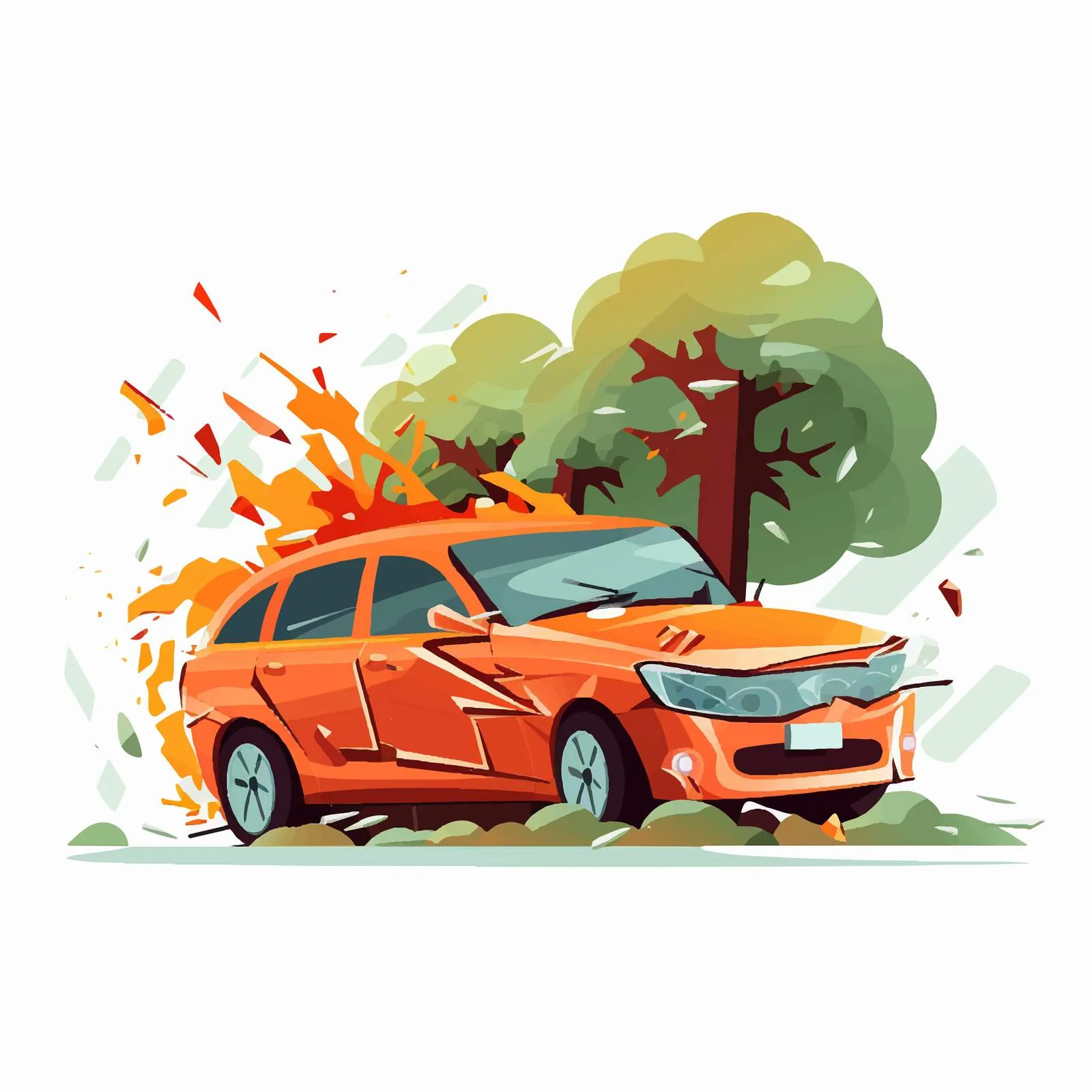 Car Collision with Tree Illustration — free download from Dotvec