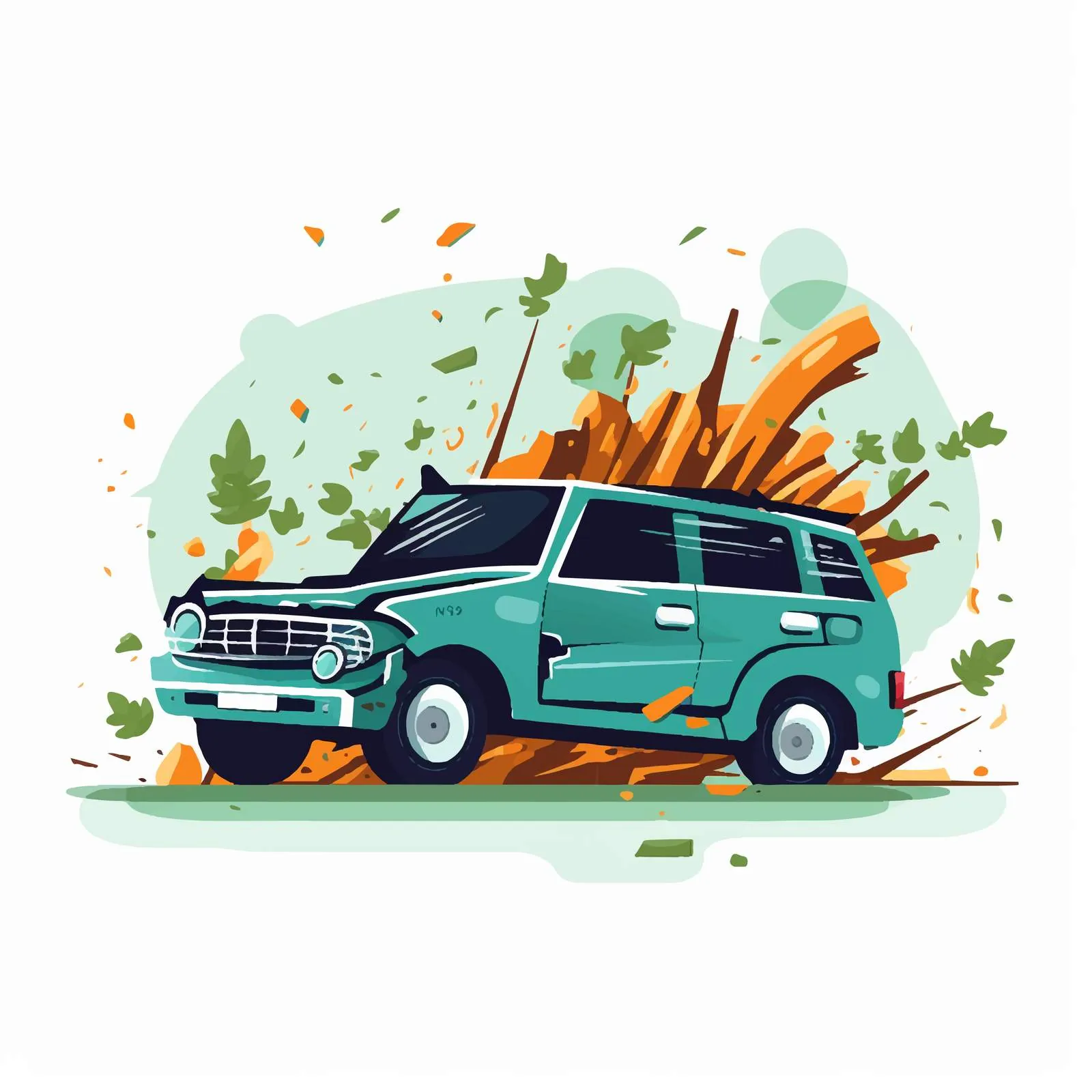 Automobile Damaged from Tree Collision — free download from Dotvec