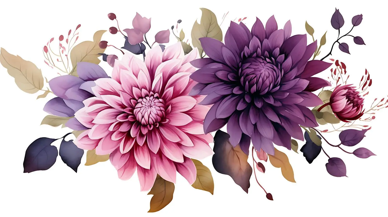 Autumn Dahlia Bouquet with Branches — free download from Dotvec