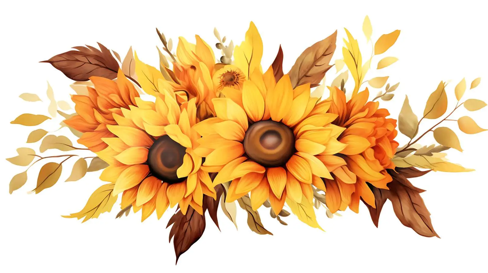 Vibrant Autumn Bouquet Sunflowers Leaves — free download from Dotvec