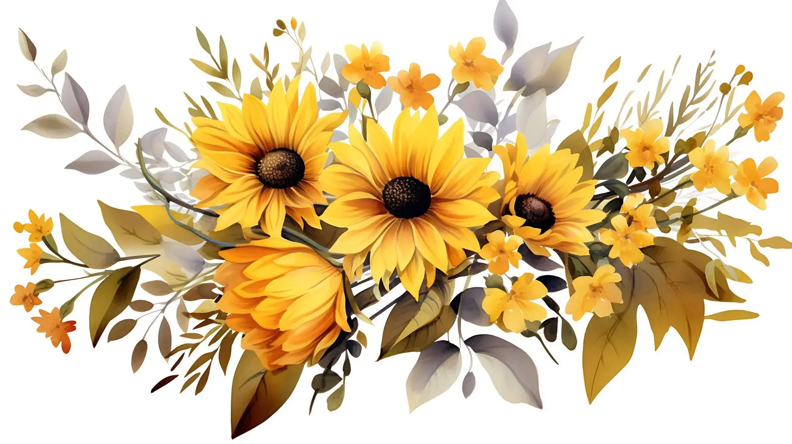 Autumn Sunflower Bouquet with Fall Leaves – free sunflowers image from Dotvec