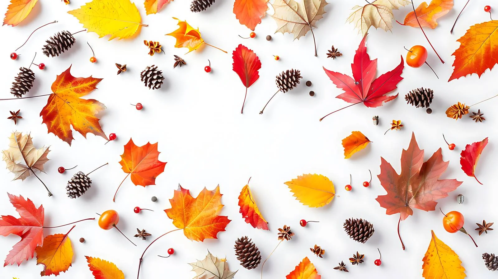 Vibrant Autumn Foliage on White Background — free download from Dotvec